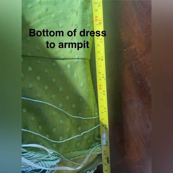 Fringe strapless green mini dress flapper style - Picture 3 of 8